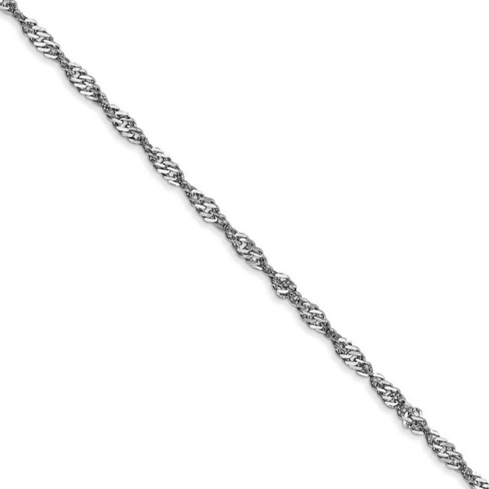 1.9mm 14k White Gold Diamond Cut Singapore Chain Necklace, 16 Inch